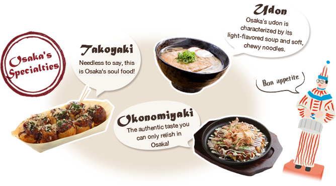 Osaka's Specialties Takoyaki Udon Okonomiyaki